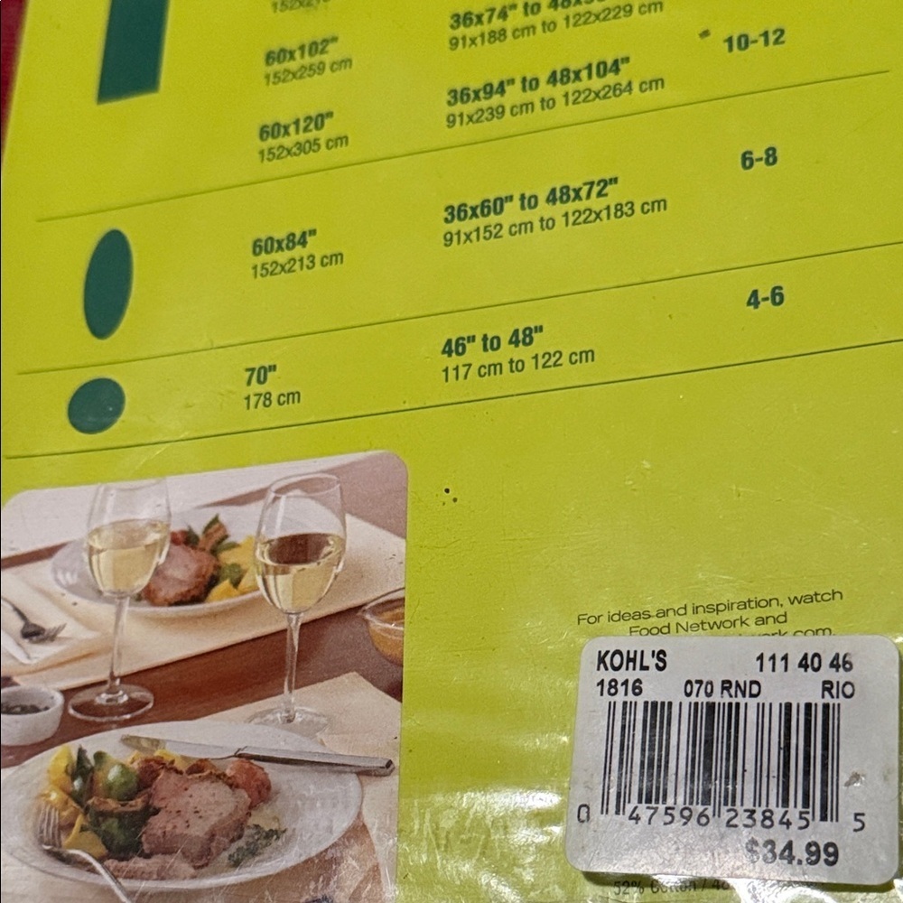 Food Network 70” round Tablecloth- ribbed texture - Picture 4 of 5